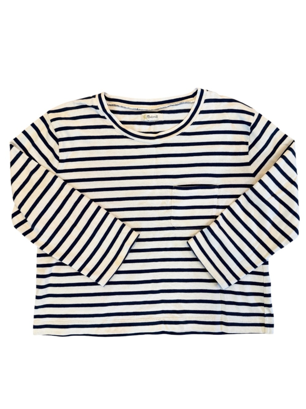 Madewell Navy & White Striped Pocket Tee